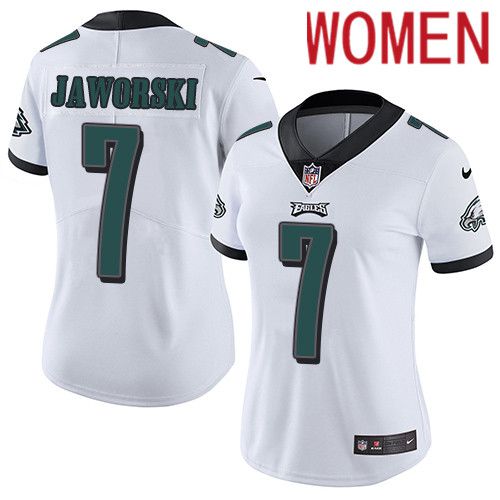 Women Philadelphia Eagles 7 Ron Jaworski Nike White Vapor Limited NFL Jersey